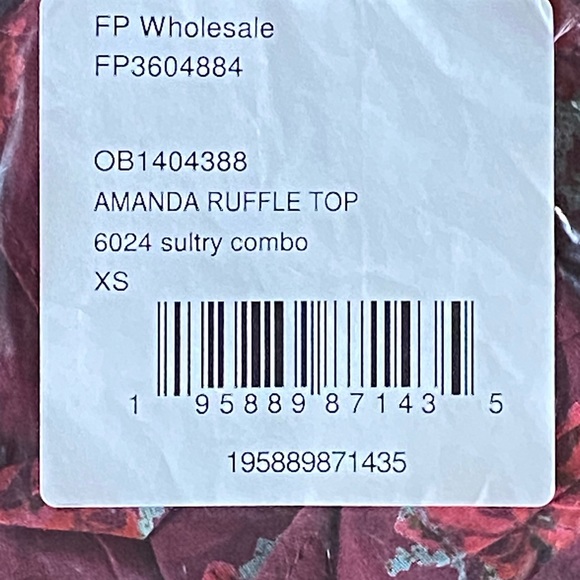 Free People XS Tie Closure Ruffle Amanda Floral Top Blouse - NWT - Picture 7 of 7